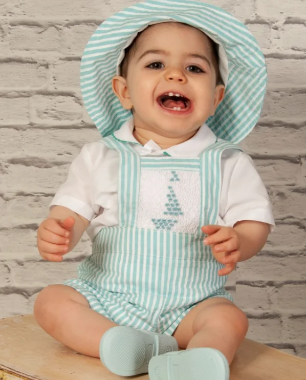Sonata Boy's Mint Stripe Overall Preppy unclassified dresses