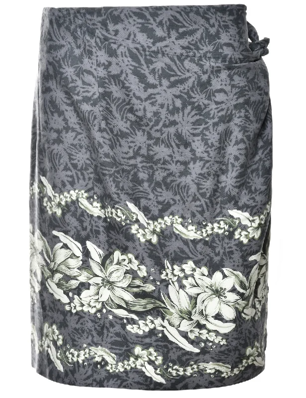 Floral Print Pencil Skirt - M