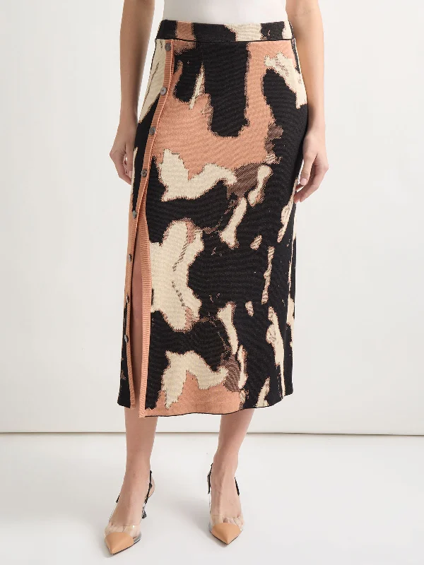 Straight Jacquard Soft Knit Midi Skirt