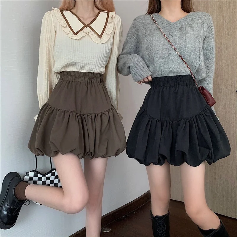 Women's Kawaii High-waisted Puffy A-line Skirt