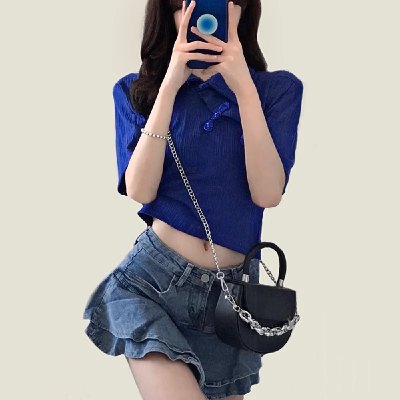 Women's Kawaii Layered Falbala Denim Skirt