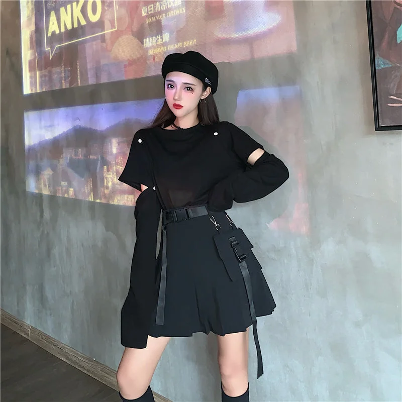 Women's Korean Style Cargo Pleated Skirt