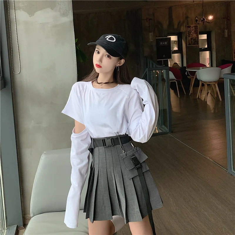 Women's Korean Style Cargo Pleated Skirt