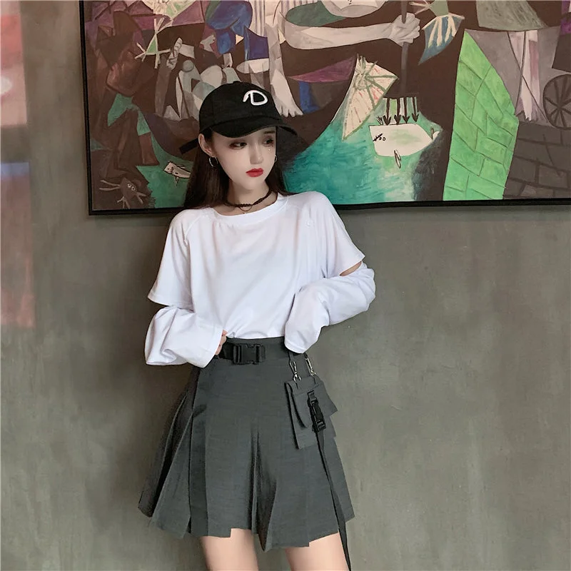 Women's Korean Style Cargo Pleated Skirt