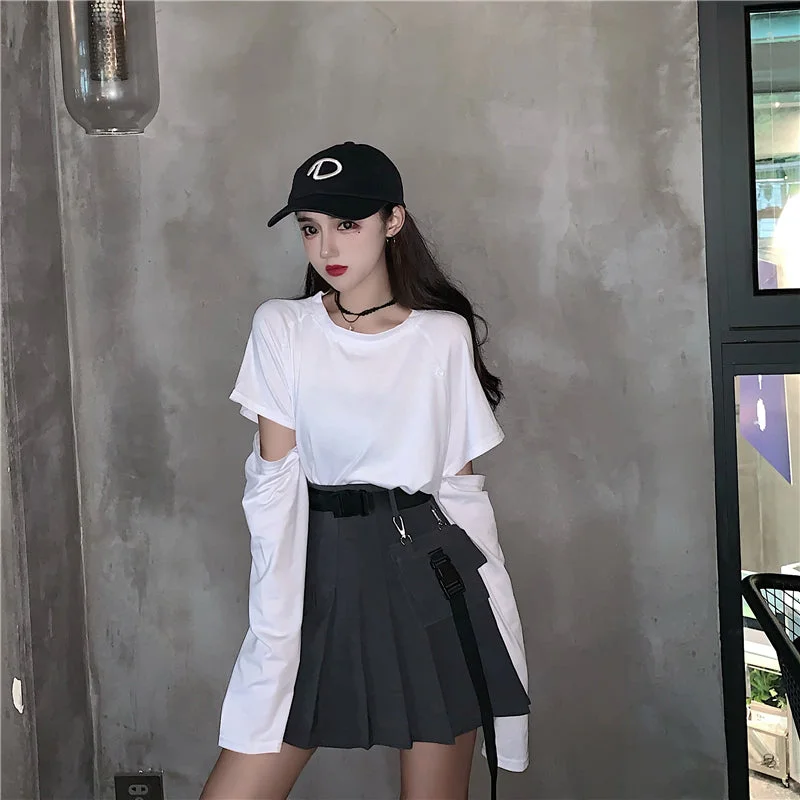 Women's Korean Style Cargo Pleated Skirt