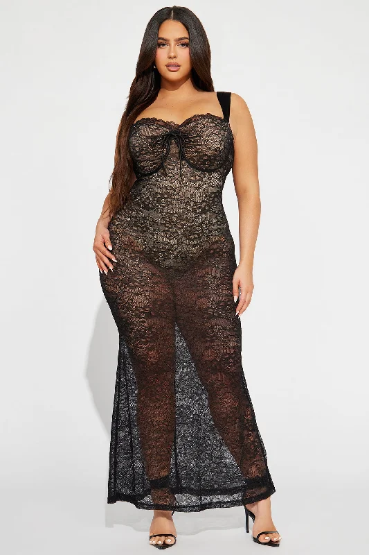 Affectionate Nights Lace Maxi Dress - Black