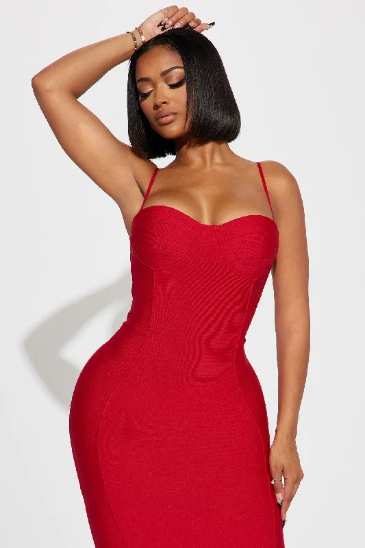 Becky Bandage Midi Dress - Red