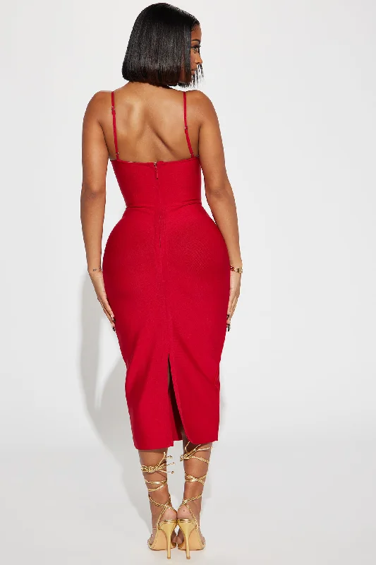 Becky Bandage Midi Dress - Red