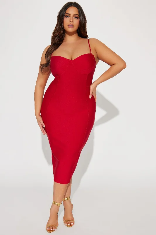 Becky Bandage Midi Dress - Red