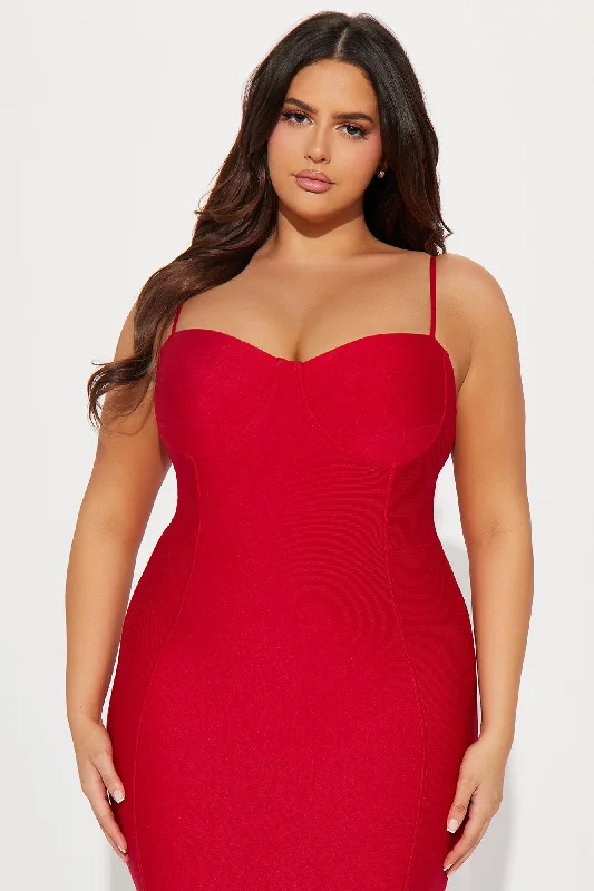 Becky Bandage Midi Dress - Red