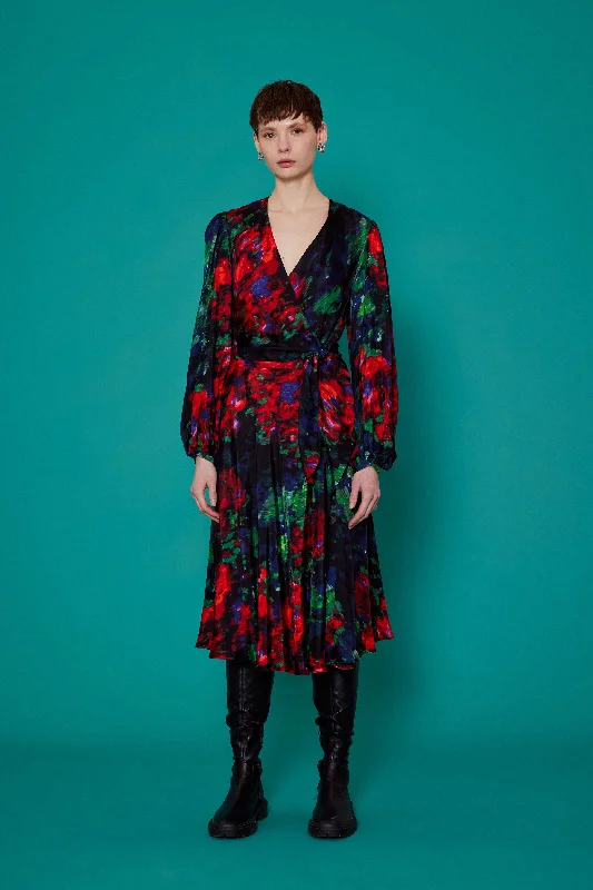 Birelin Navy/Red Printed Dress