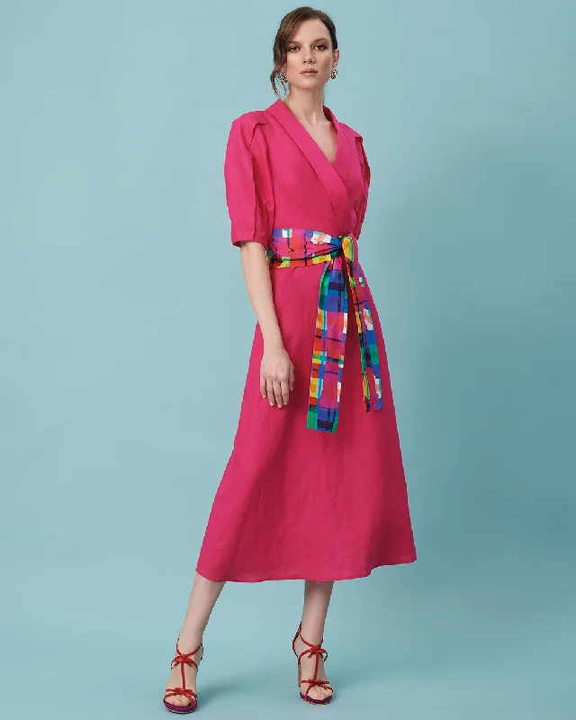 Camelot Pink Dress with Multi Checked Belt