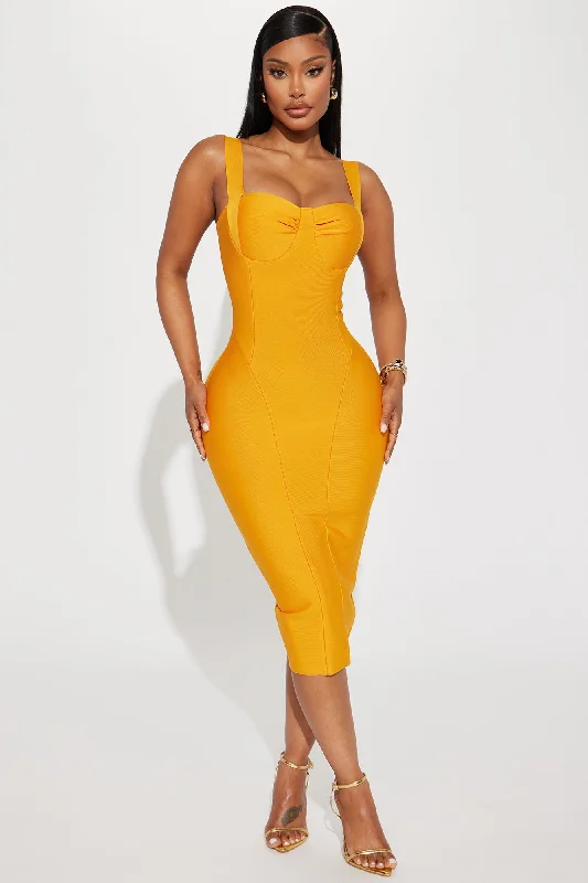 Cierra Bandage Midi Dress - Orange