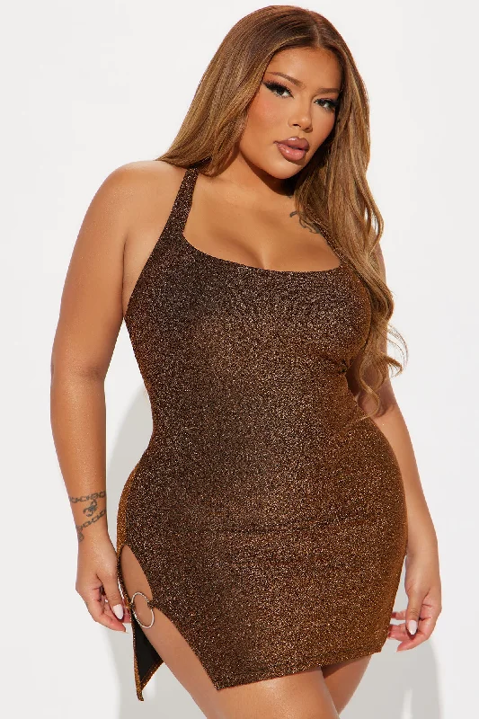 Dipped In Glamour Metallic Mini Dress - Gold