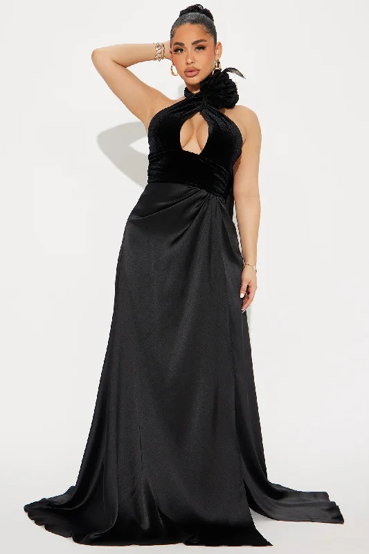 Ella Satin Gown - Black