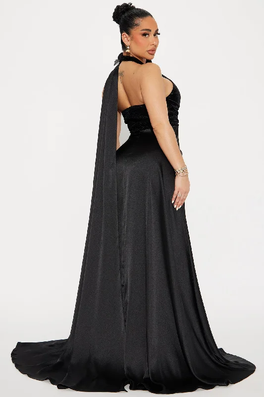 Ella Satin Gown - Black