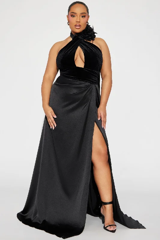 Ella Satin Gown - Black