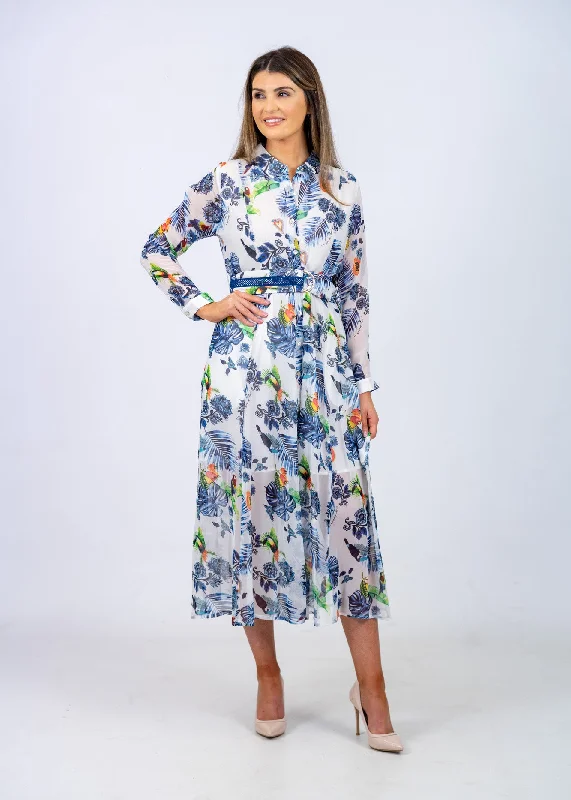 Emily Lovelock White Bird Patterned Dress