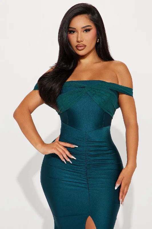 Lea Off Shoulder Gown - Hunter