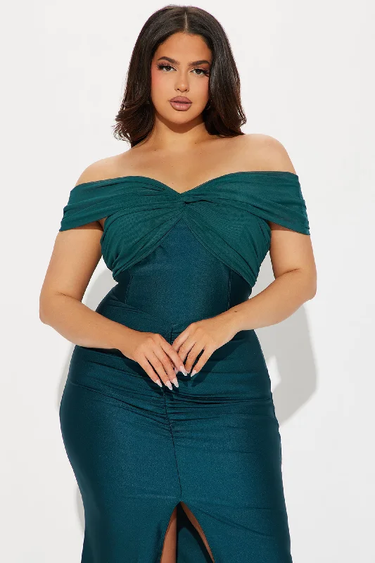 Lea Off Shoulder Gown - Hunter