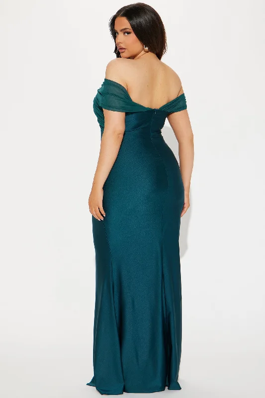 Lea Off Shoulder Gown - Hunter