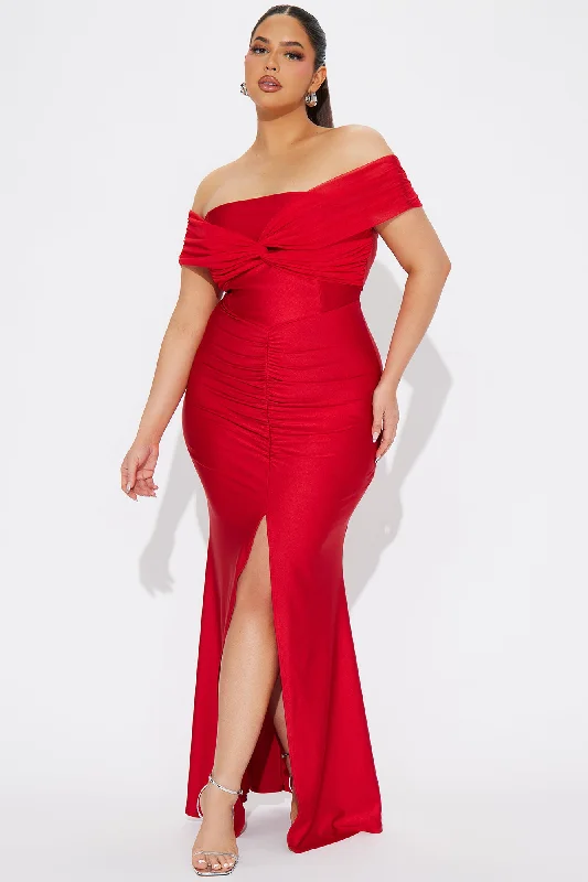 Lea Off Shoulder Gown - Red