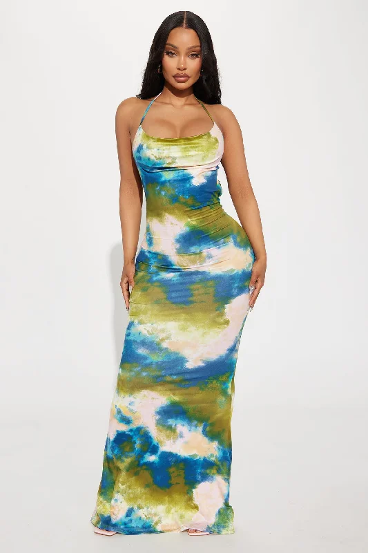 Now You See Me Maxi Dress - Green/combo