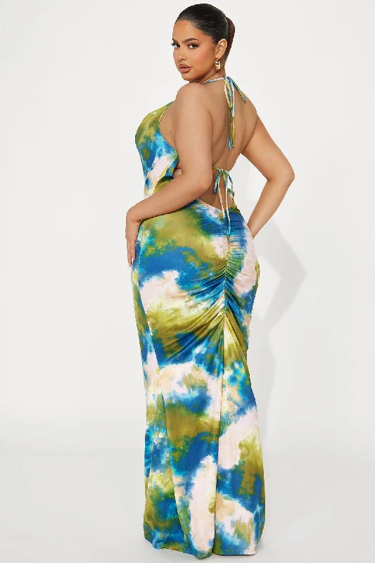 Now You See Me Maxi Dress - Green/combo