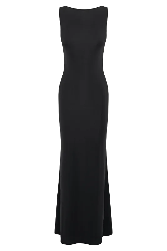 Tarna Sleeveless Slinky Maxi Dress - Black