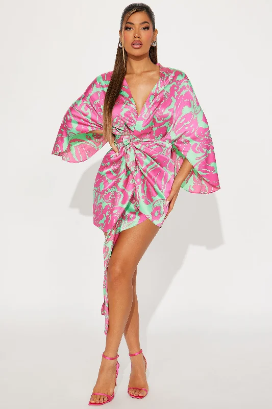 Vacation Ready Mini Dress - Fuchsia/combo