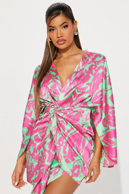 Vacation Ready Mini Dress - Fuchsia/combo