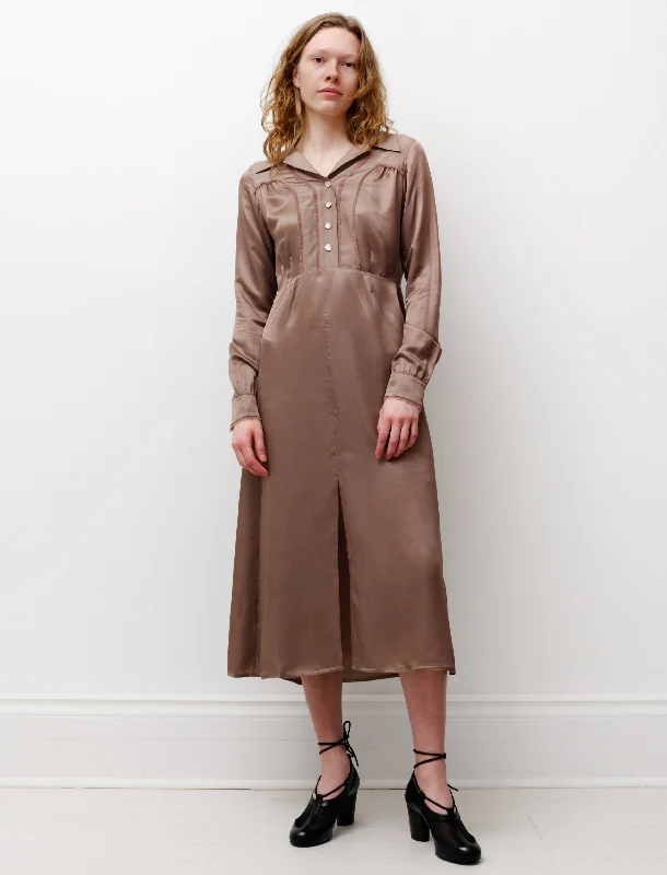 Satin Long Sleeve Dress Mink