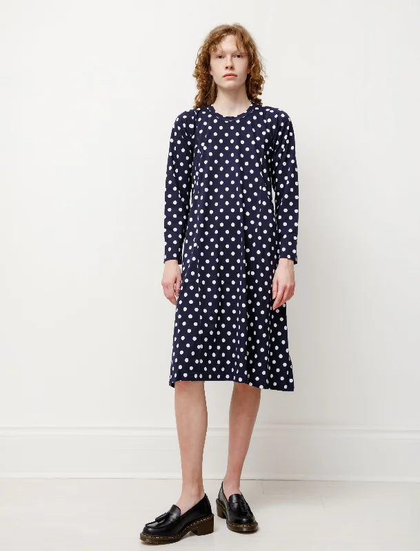 Panelled Polka Dot Jersey Dress