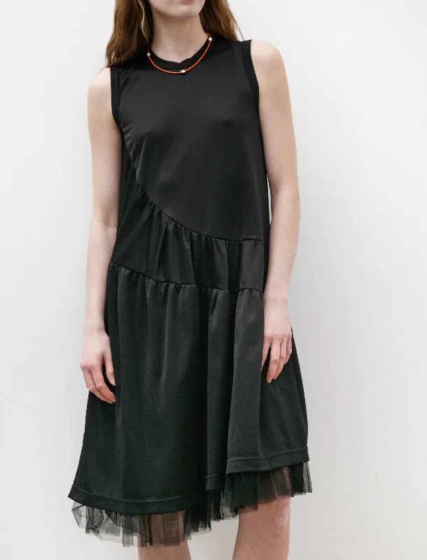 Tiered Poly Jersey Dress Black