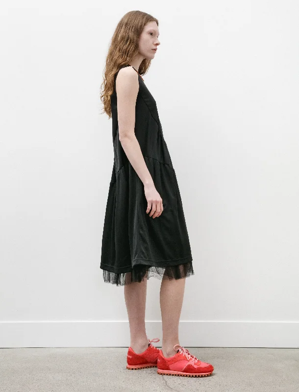 Tiered Poly Jersey Dress Black