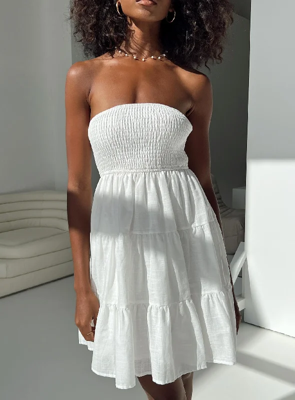 Fahy Strapless Mini Dress White