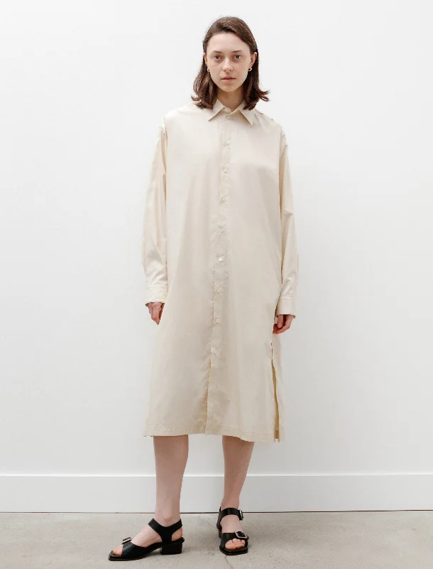 Playful Buttoned Shirt Dress Cream