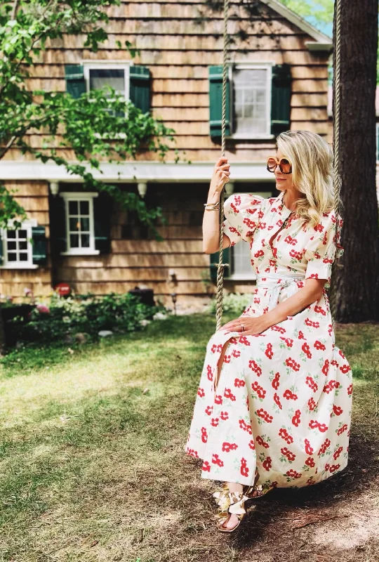 Puff Sleeve Day Gown - MAXI - Rouge Fleur