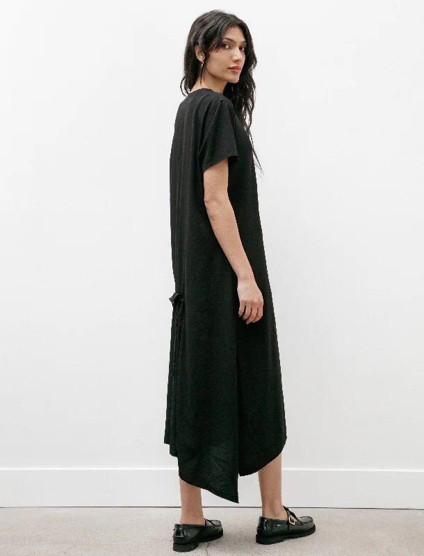 Short Sleeve Draped Dress Black