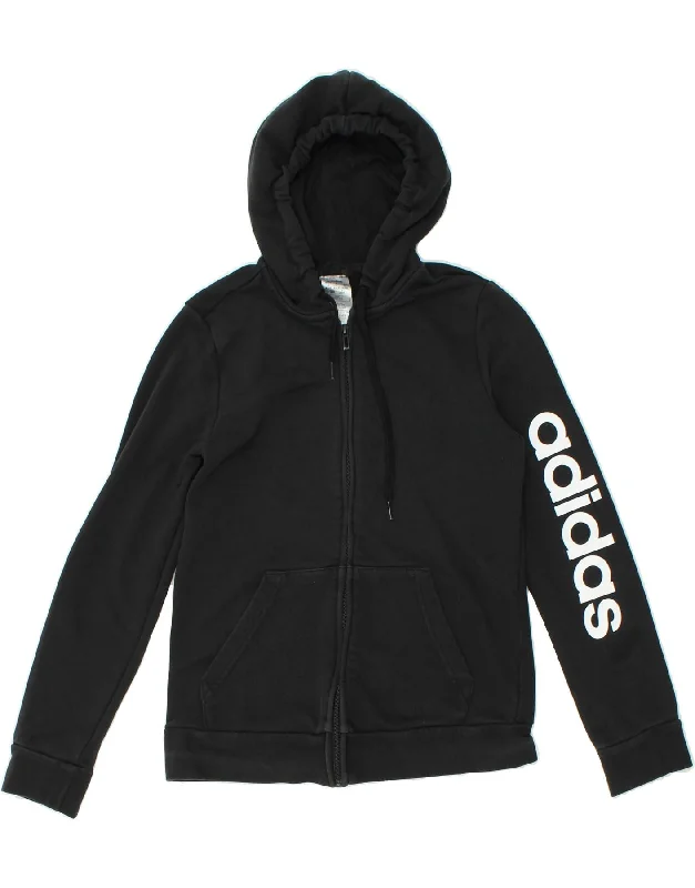 ADIDAS Womens Graphic Zip Hoodie Sweater UK 12/14 Medium Black Cotton Water-resistant sweaters ADIDAS Womens Graphic Zip Hoodie Sweater UK 12/14 Medium Black Cotton Water-resistant sweaters