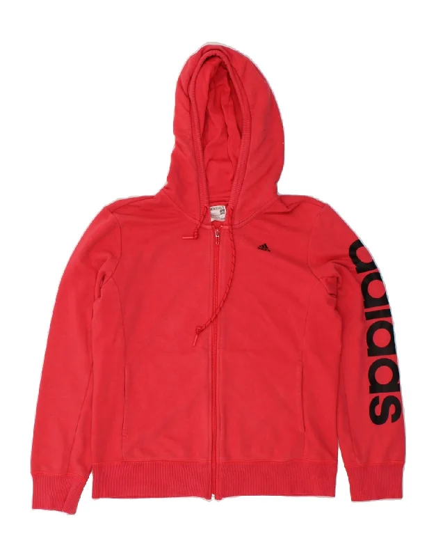 ADIDAS Womens Graphic Zip Hoodie Sweater UK 16/18 Large  Red Cotton Expensive sweaters