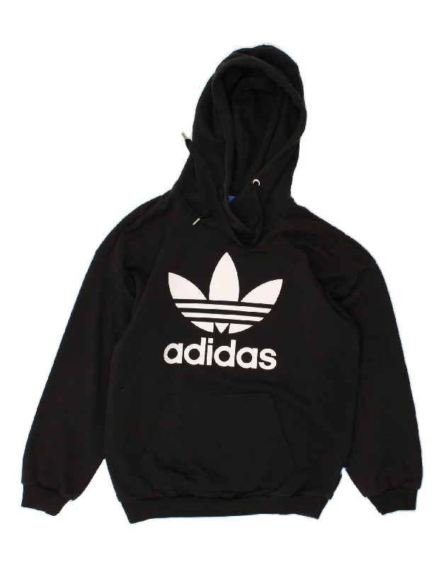 ADIDAS Womens Oversized Graphic Hoodie Jumper UK 8 Small Black Turtleneck sweaters