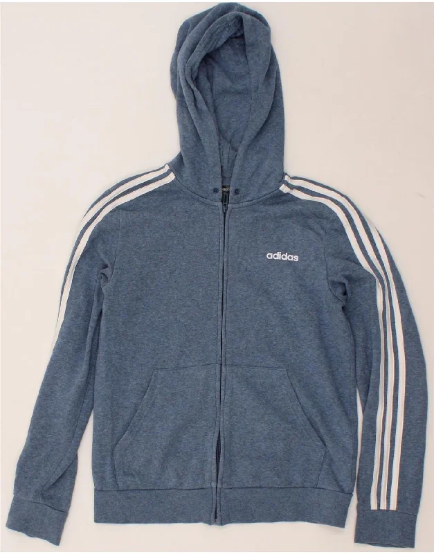 ADIDAS Womens Zip Hoodie Sweater UK 12/14 Medium Blue Cotton Best sweaters for work