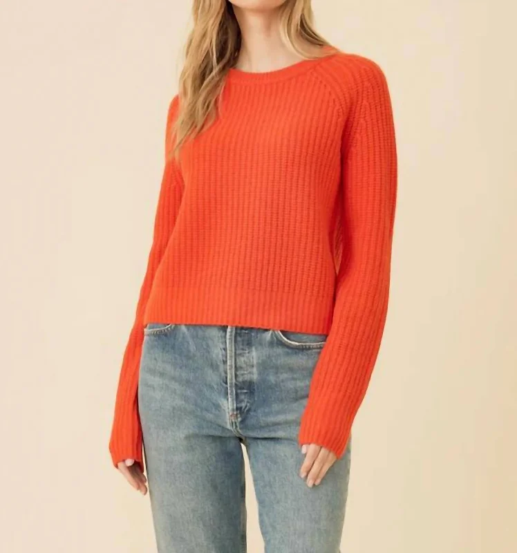 Blakely Rib Cashmere Pullover In Poppy Kids' sweaters