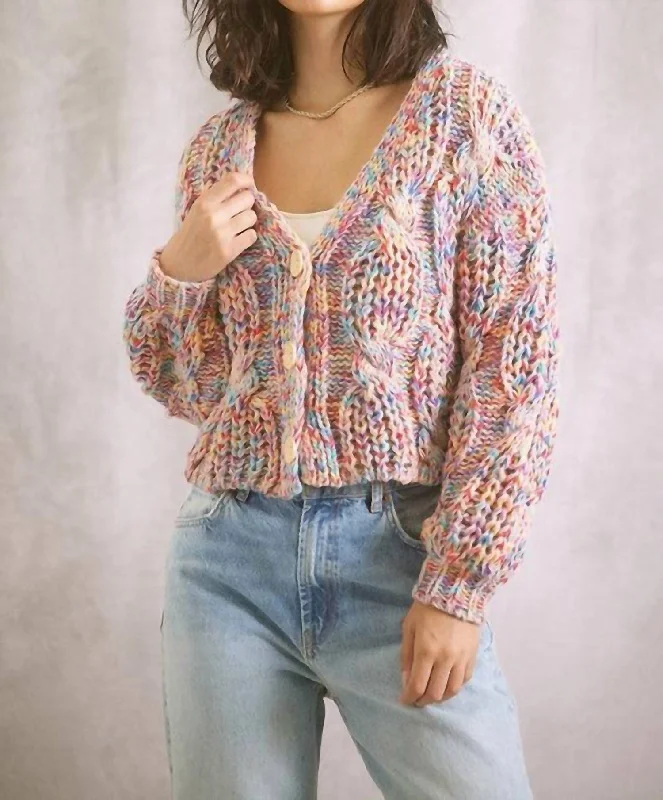 Cable Knit Cardigan In Multi Cheap sweaters