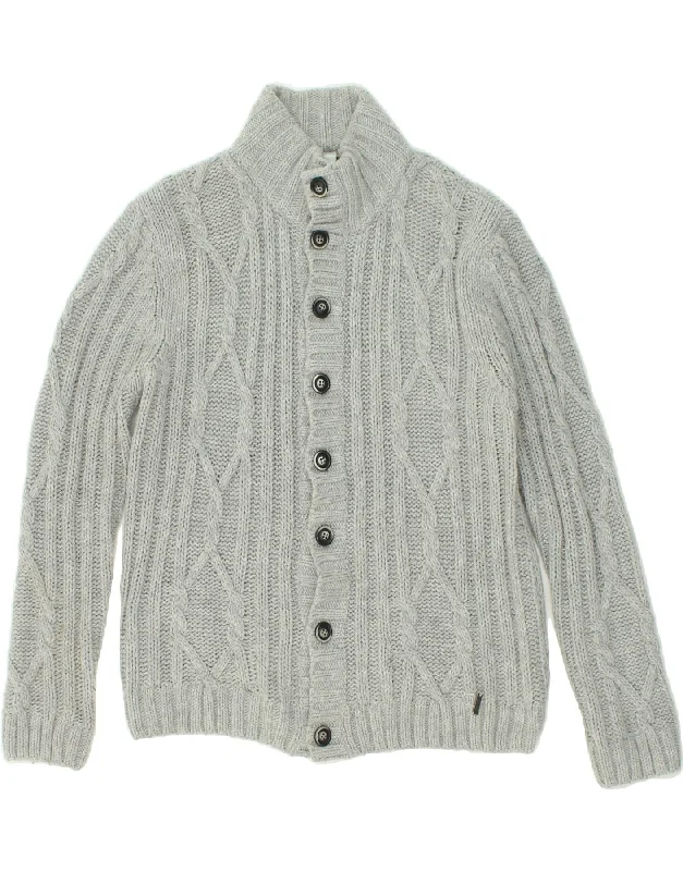 ELLESSE Womens Cardigan Sweater UK 20 2XL Grey Acrylic Travel-friendly sweaters