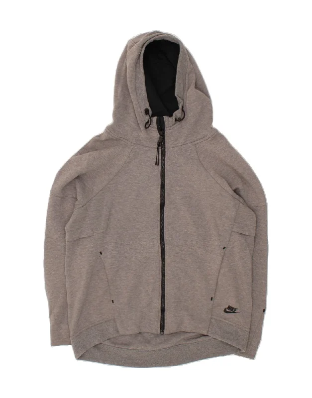 NIKE Womens Zip Hoodie Sweater UK 14 Medium Grey Polyester Comfortable sweaters for all seasons