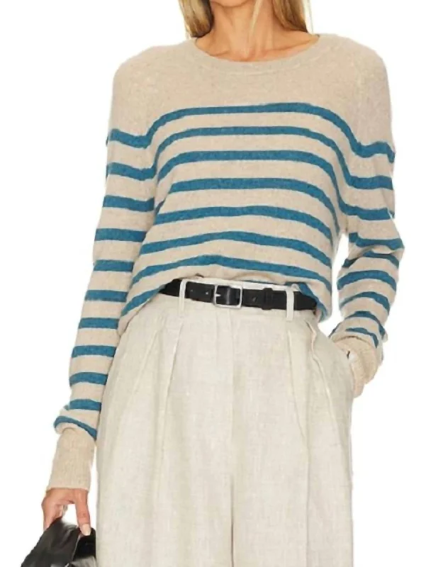 Sloane Cashmere Pullover Top In Bluejay Combo Oversized sweaters