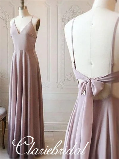 V-neck A-line Chiffon Long Bridesmaid Dresses Budget-friendly maxi dresses