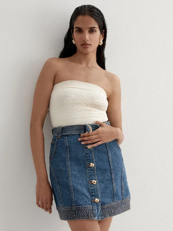 FRANCESCA MINI SKIRT--Cozy Denim Mini Skirt